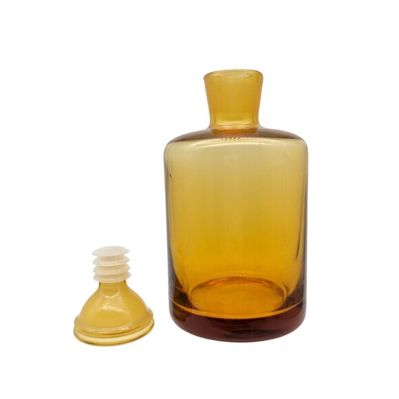 Vintage MCM Golden Amber Glass Apothecary Jar With Stopper, Mint Condition - Picture 2 of 5